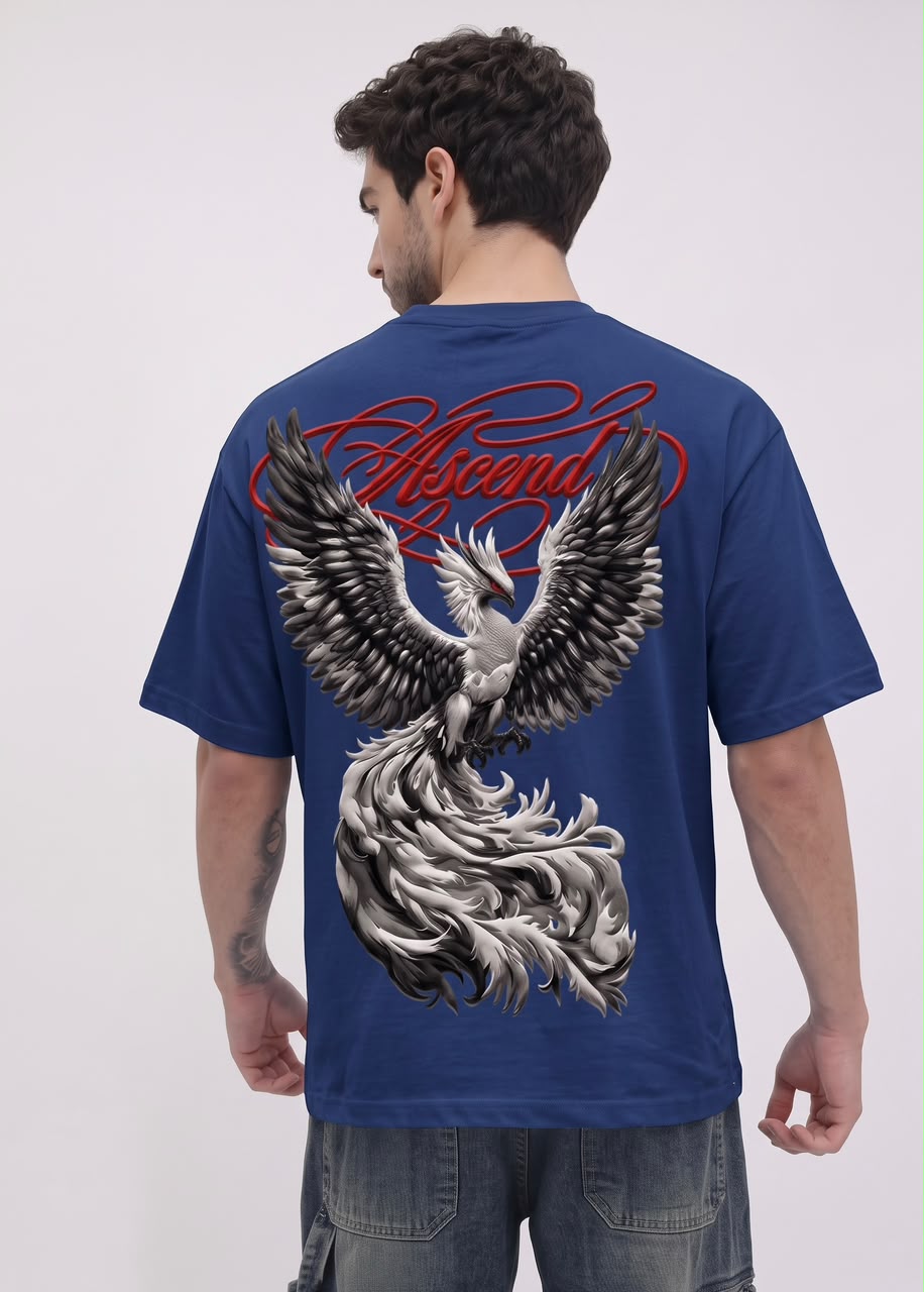 WhatsApp Image 2026-09-30 at 3.20.26 AM (2) Daimond Blue + Black/Silver Phoenix + Crimson Red “Ascend” typography Dropshoulder - Image 1