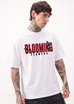 White base + Red/Black “BLOOMING” typography Dropshoulder - Image 3