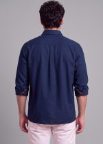 Deef Blue Color Loro Piana Italian Boxy Fit Solid Color Shirt - Image 3