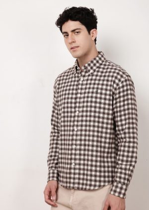 Classic Brown & Cream Color Check Shirt (Calvin Klein)