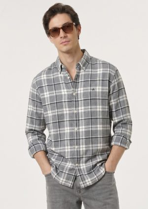 Ash Grey Signature Color Check Shirt (Calvin Klein)