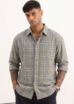 Yellow Accent Plaid  Color Check Shirt (Calvin Klein)